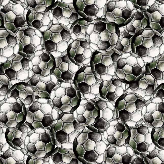 Goalbound Soccer Ball Collage Cotton Fabric