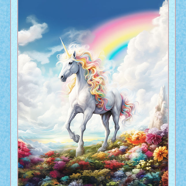 End Of The Rainbow Unicorn Panel Cotton Fabric