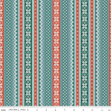Ski Hill Sweater Teal Cotton Fabric