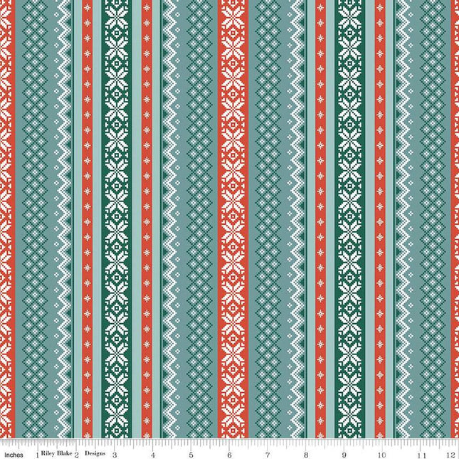 Ski Hill Sweater Teal Cotton Fabric
