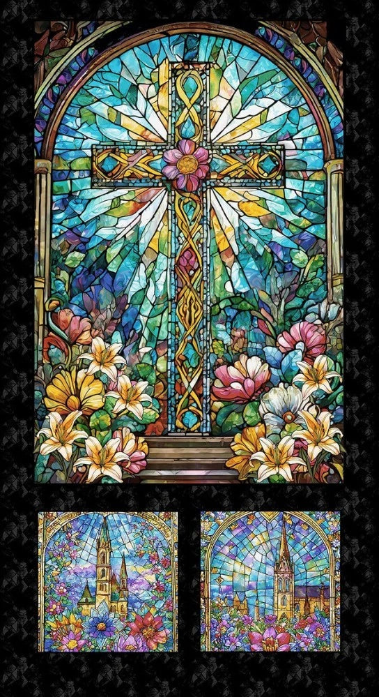 Faith in Full Color Window Panel 24" Cotton Fabric