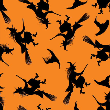 Broomstick Witch Allover - Orange