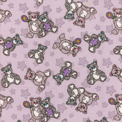 Teddy Star - Lavender Flannel Fabric