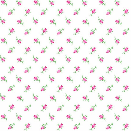 Rose Buds White Comfy Flannel Fabric
