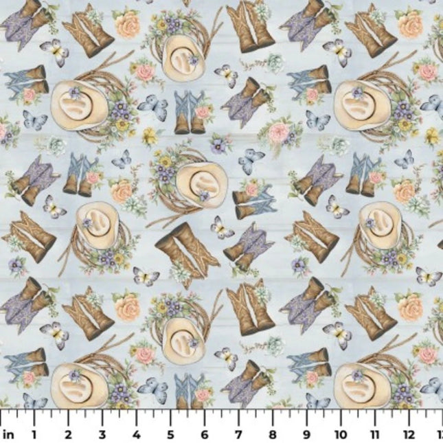 Highland Ranch Tossed Boots Cotton Fabric
