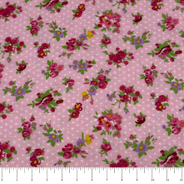 Pillowcase - Pink Flowers & Dots Flannel