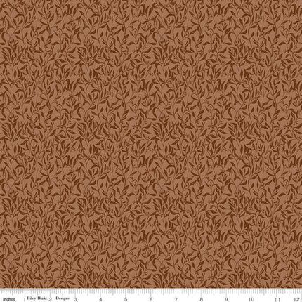 Let's Wander Leaflets Rust Cotton Fabric