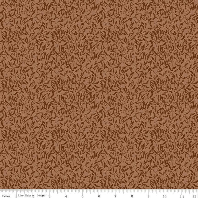 Pillowcase - Let's Wander Leaflets Rust Cotton