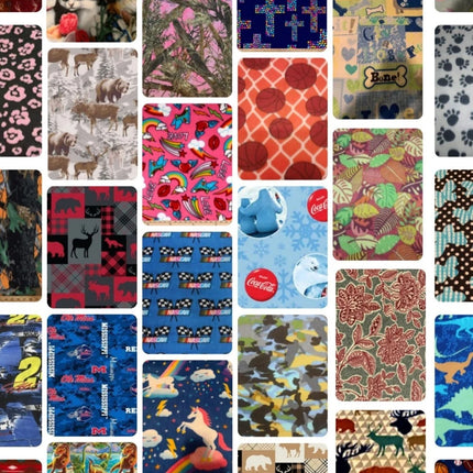 Handmade Single Layer 58"x 72" Fleece Throw Blanket "Assorted Novelty ” 5 Bundle
