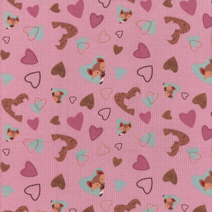 Fox Heart - Rose Flannel Fabric
