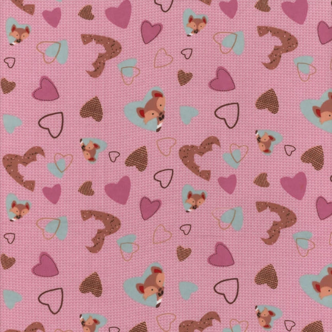 Fox Heart - Rose Flannel Fabric