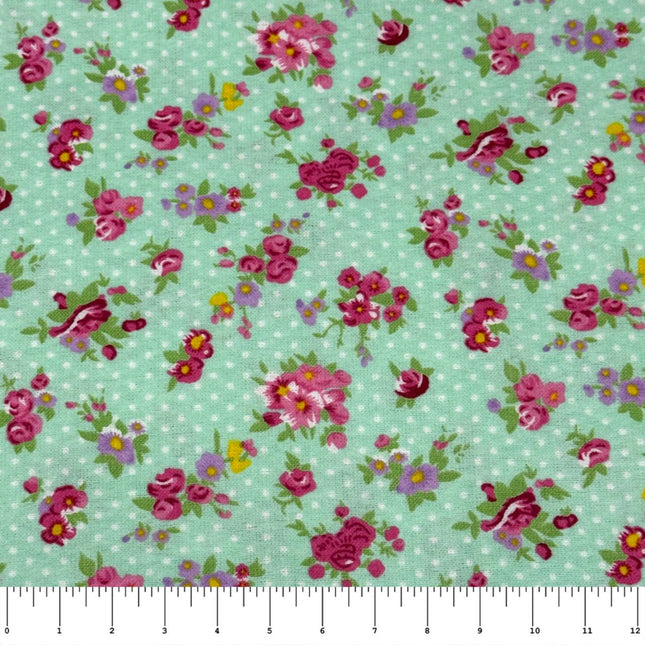 Pillowcase - Blue Flowers & Dots Flannel