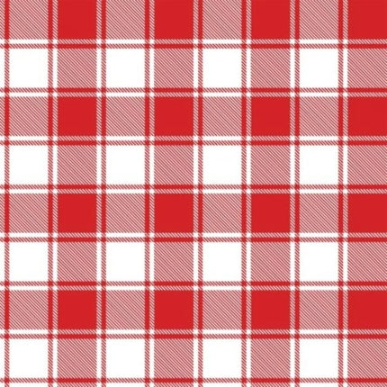 Red White Plaid Cotton Fabric