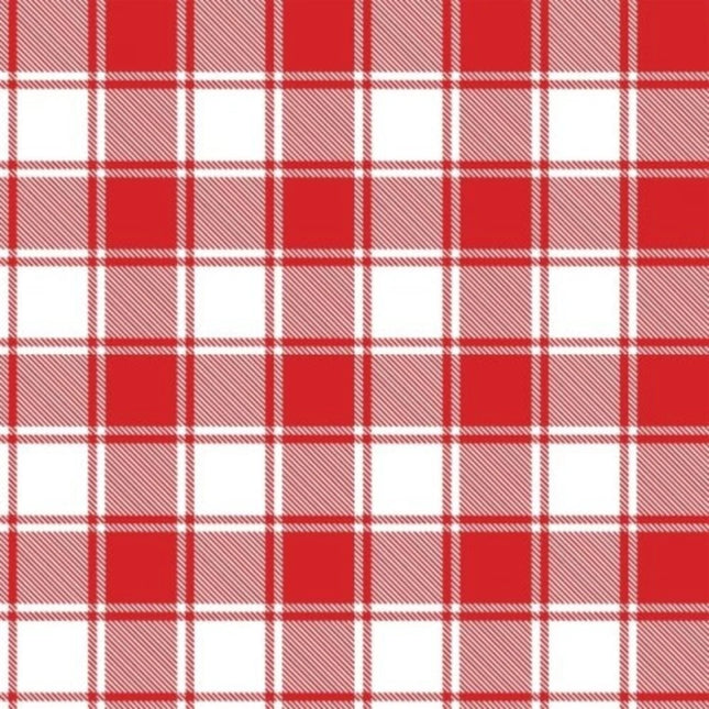 Red White Plaid Cotton Fabric