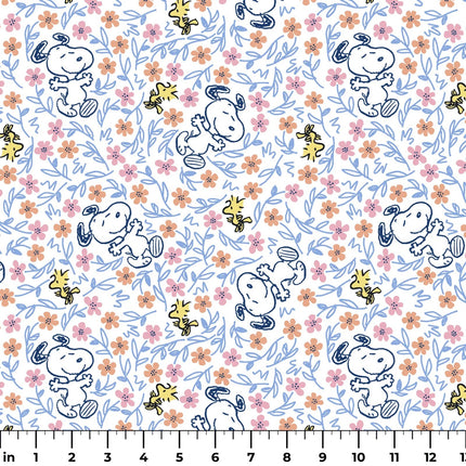 Peanuts Snoopy & Woodstock Floral Frolic Cotton Fabric