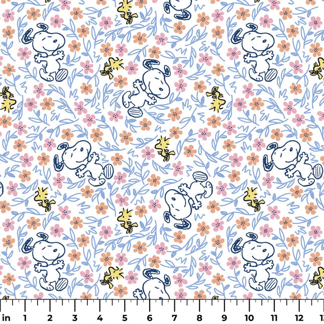 Peanuts Snoopy & Woodstock Floral Frolic Cotton Fabric