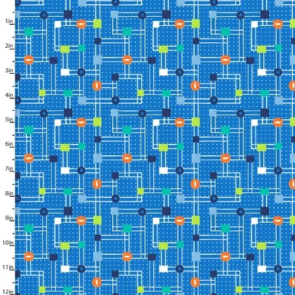 Dump, Dig & Rumble Truckin Around Town Blue Flannel Fabric