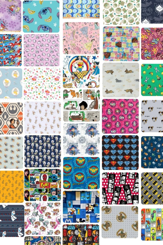6 Fat Quarters - Assorted Character Flannel Fat Quarter Bundle