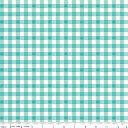 Barbie World Barbie Gingham Teal Cotton Fabric
