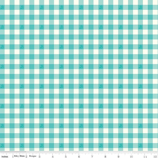 Barbie World Barbie Gingham Teal Cotton Fabric