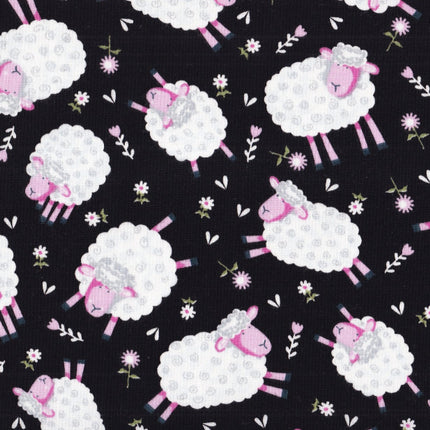 Kids are Alright Silly Sheep Black Cotton Fabric