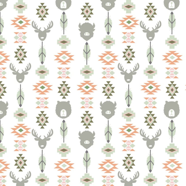 Wildlife Totem Cream Flannel Fabric
