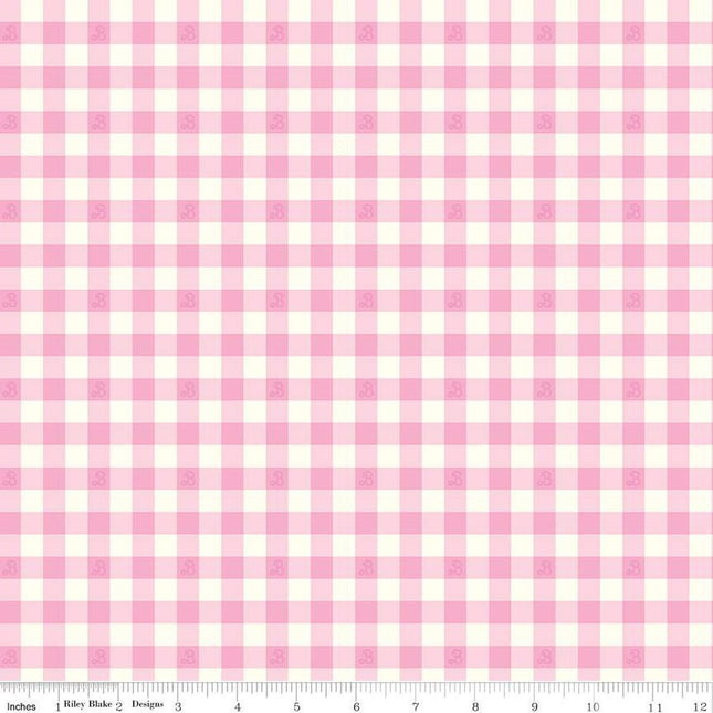 Barbie World Barbie Gingham Pink Cotton Fabric