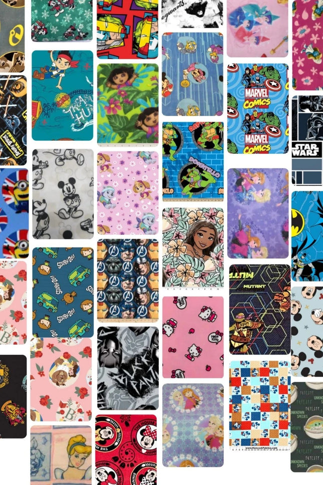 Assorted Character Fleece Fabric - 1 lb Scrap Bundle
