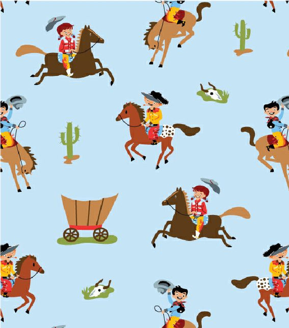 Howdy Pard'ner Blue Cotton Fabric
