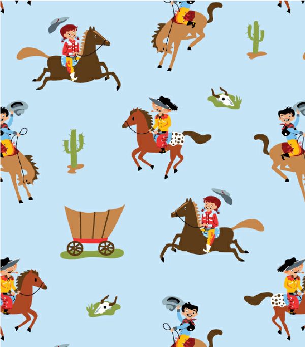 Howdy Pard'ner Blue Cotton Fabric