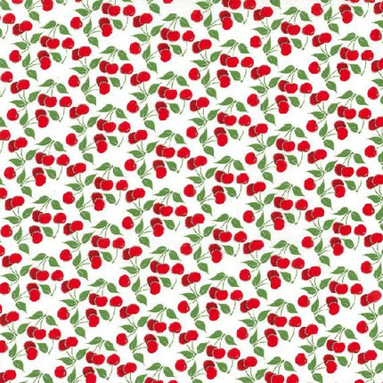 Cherries w/ Glitter Cotton Fabric by the Bolt