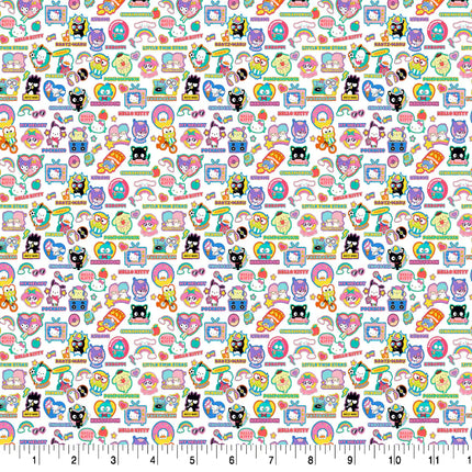 Hello Kitty Friends & Stickers Cotton Fabric