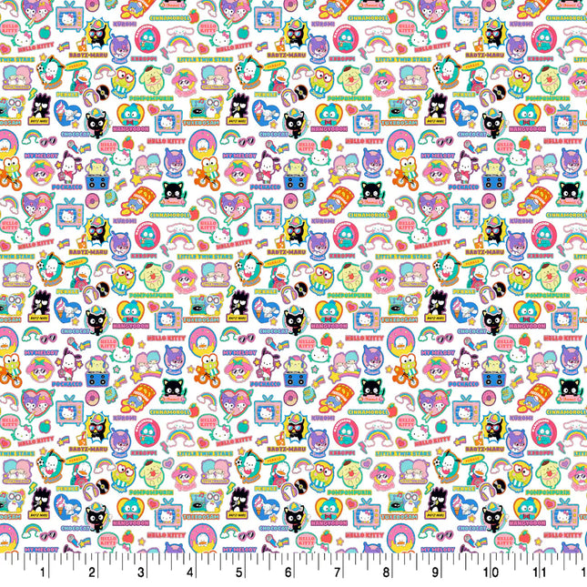 Hello Kitty Friends & Stickers Cotton Fabric