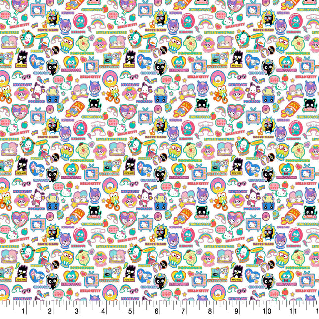 Hello Kitty Friends & Stickers Cotton Fabric Curtain