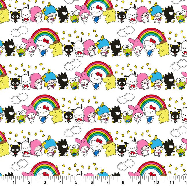 Hello Kitty & Friends Rainbow Cotton Fabric