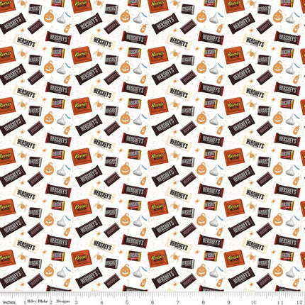 Hersey Candy Toss White Cotton Fabric