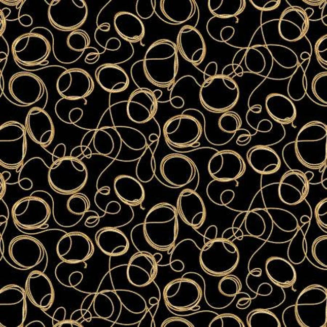 Big Sky Country Ropes Black Cotton Fabric
