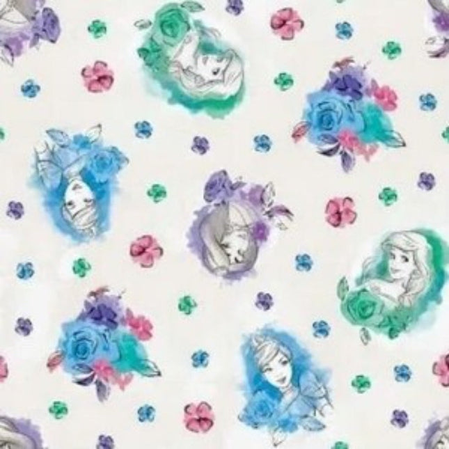 Disney Princesses White Flowers Cotton Fabric Table Runner & Placemats