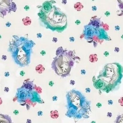 Disney Princesses White Flowers Cotton Fabric Pillowcase