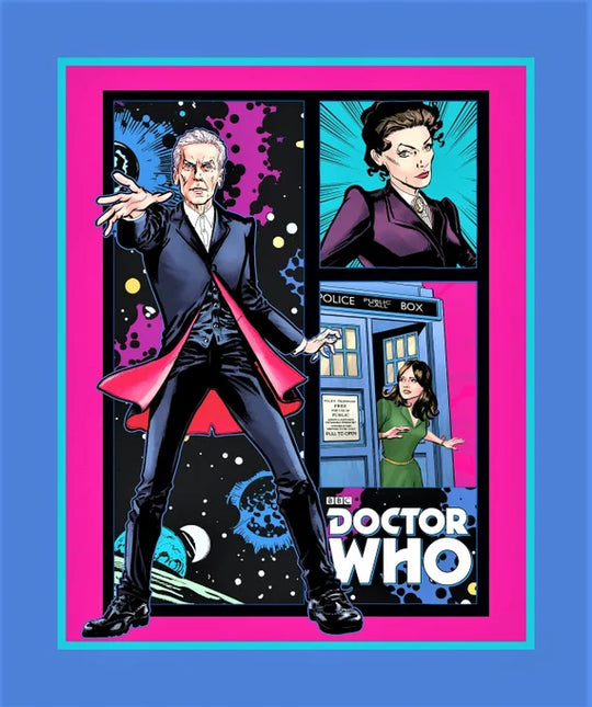 Doctor Who Telephone Box Cotton Panel Fabric