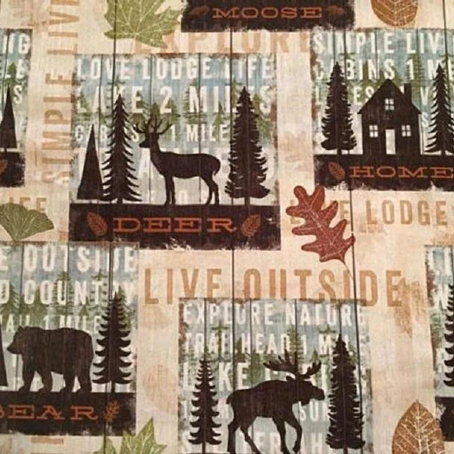 Wildlife Lodge Simple Living Beige Cotton Fabric by the Bolt