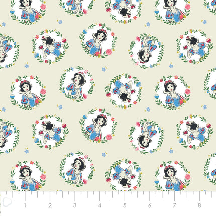 Snow White Wreaths Cream Cotton Fabric