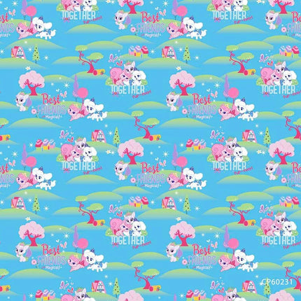 Palace Pets Blue Cotton Fabric