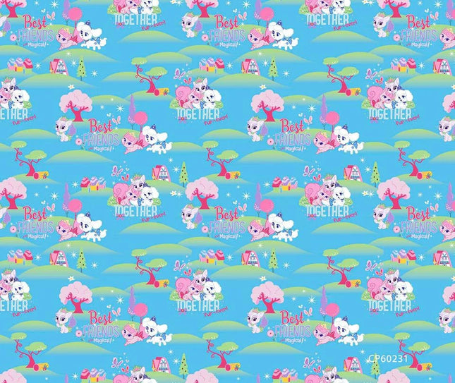 Palace Pets Blue Cotton Fabric