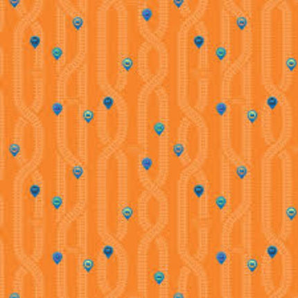 Thomas the Train Full Steam Ahead Key Locations Orange Cotton Fabric