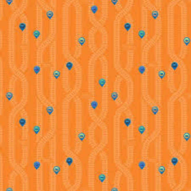 Thomas the Train Full Steam Ahead Key Locations Orange Cotton Fabric - 1 Yard Precut