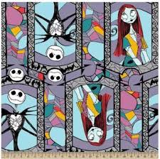 Nightmare Before Christmas Stained Glass Cotton Fabric