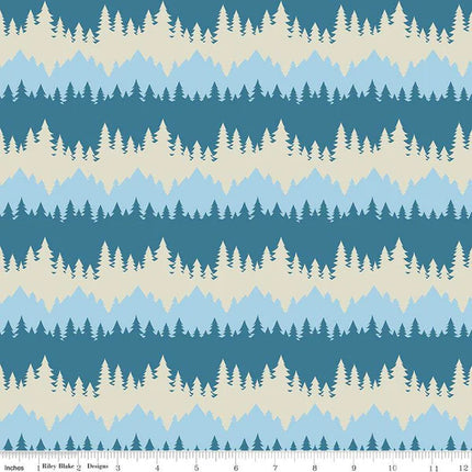 Only You Smokey Bear Tree Stripe Cadet Cotton Fabric