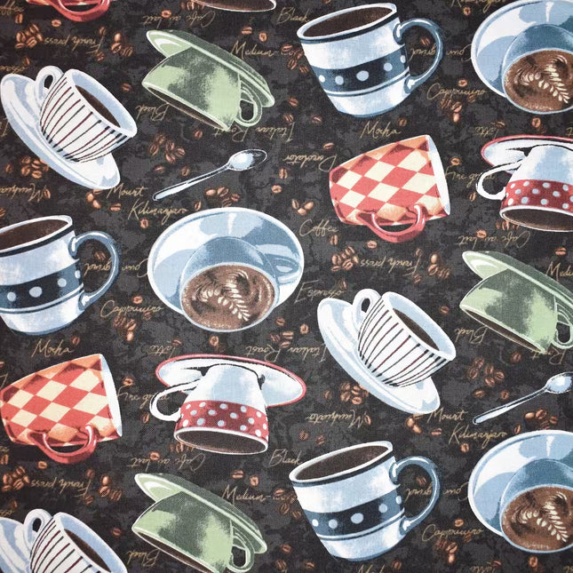 Brown Coffee Mug Toss Cotton Fabric
