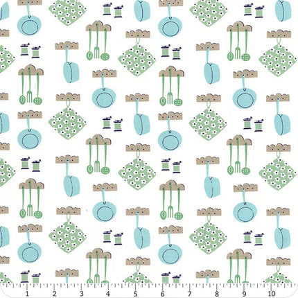 Handmade Valance or Curtain Panel Cook Book Pots and Pans Cottage